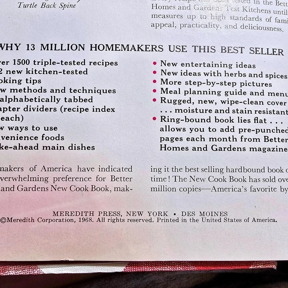 Vintage 1968 Better Homes & Gardens New Cook Book - VERIFIED‎ 1st Printing